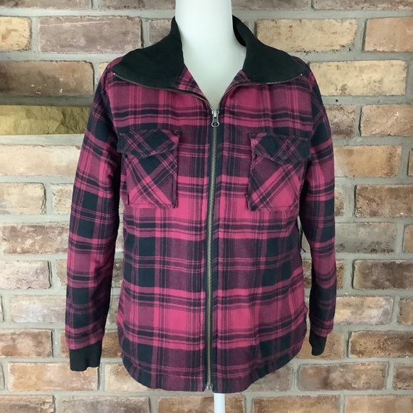 AVENTURA Women’s Black/Raspberry Plaid Organic Cotton Jacket - Picture 2 of 11